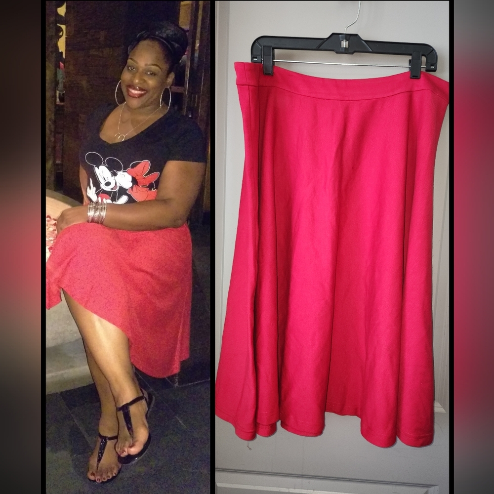 Eloquii Red Midi Skater Skirt